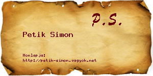 Petik Simon névjegykártya